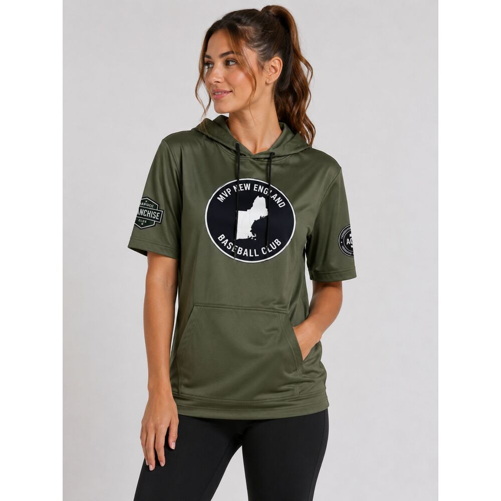 Marucci MVP New England Baseball Club Tech Hoodie Pocket Tee Olive Small